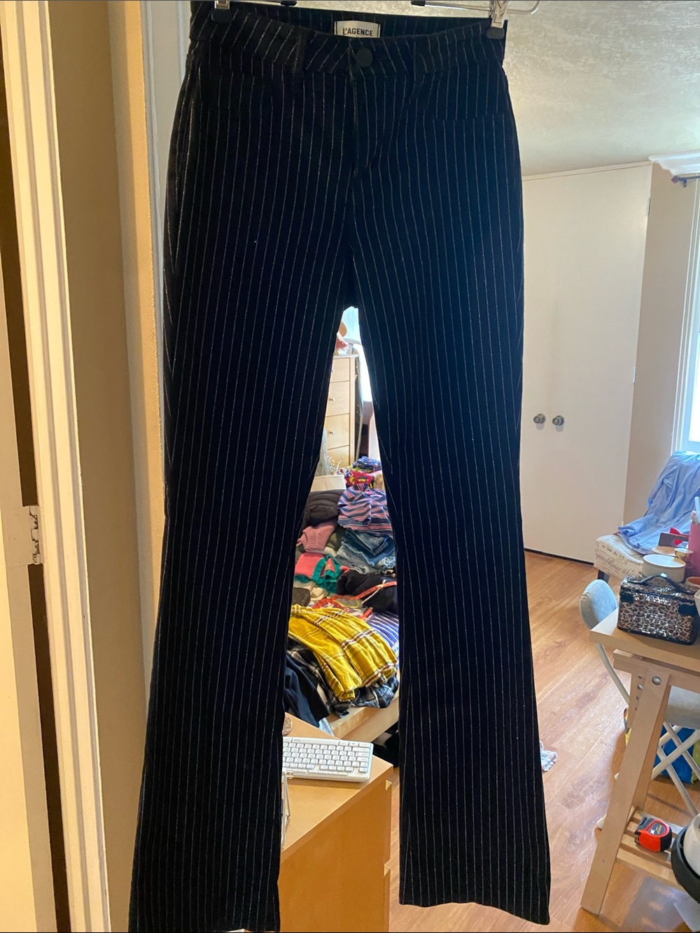 L'AGENCE Black Pinstripe  Trousers size 24